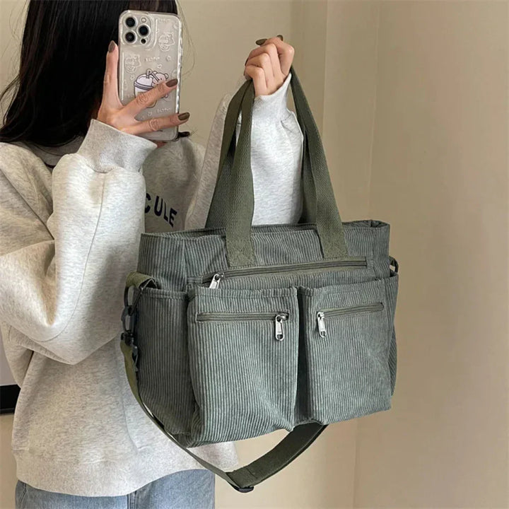 Marine - Sac en velours côtelé
