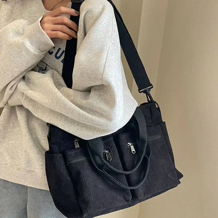 Marine - Sac en velours côtelé