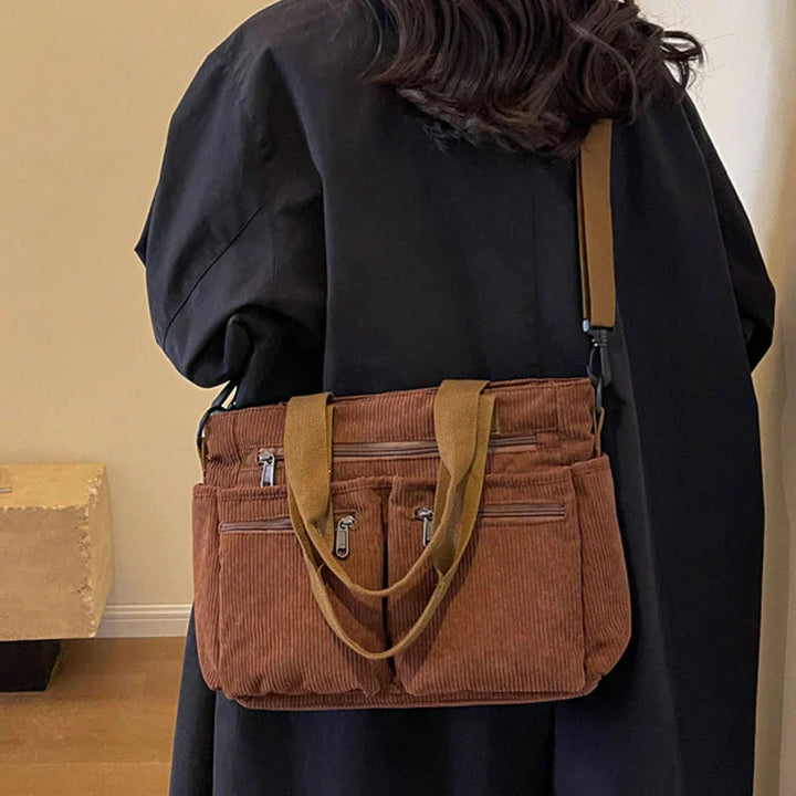 Marine - Sac en velours côtelé