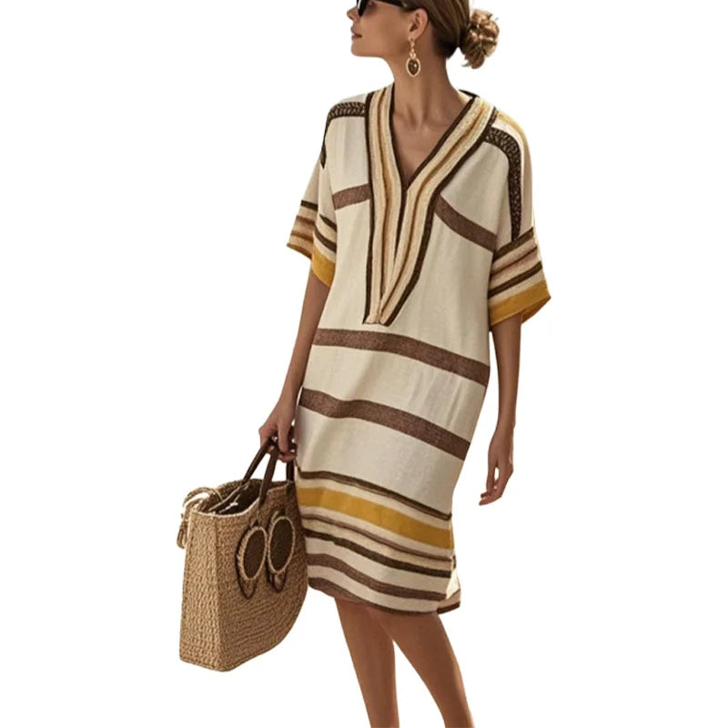 Naomi | Striped Kaftan Dress