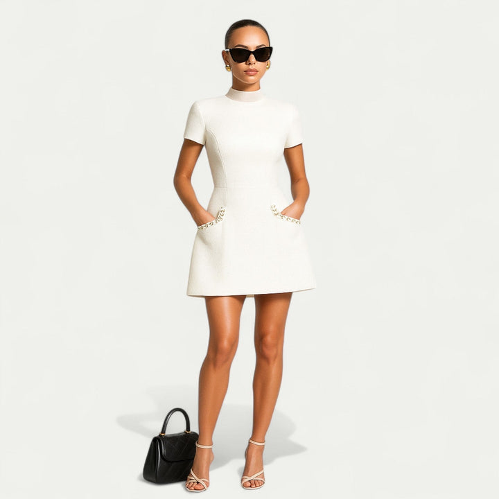 Sanna | Pearl Trim Mini Dress