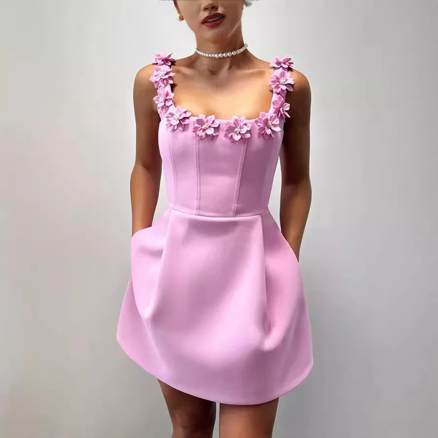 Nala | Floral Appliqué Mini Dress