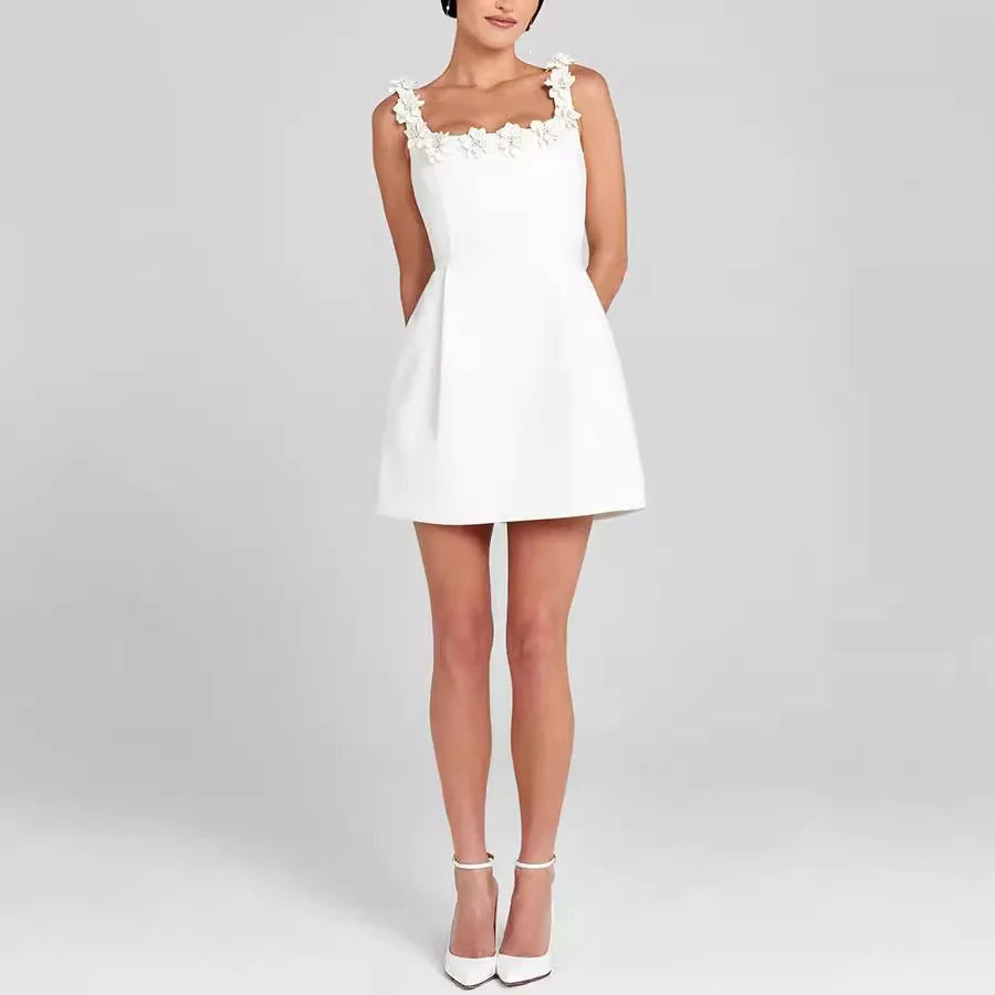Nala | Floral Appliqué Mini Dress