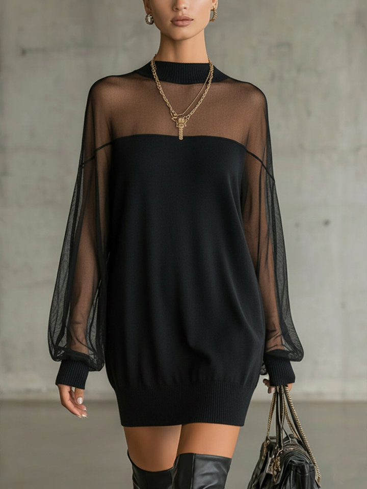 Muri | Sheer Mesh Sleeve Mini Dress