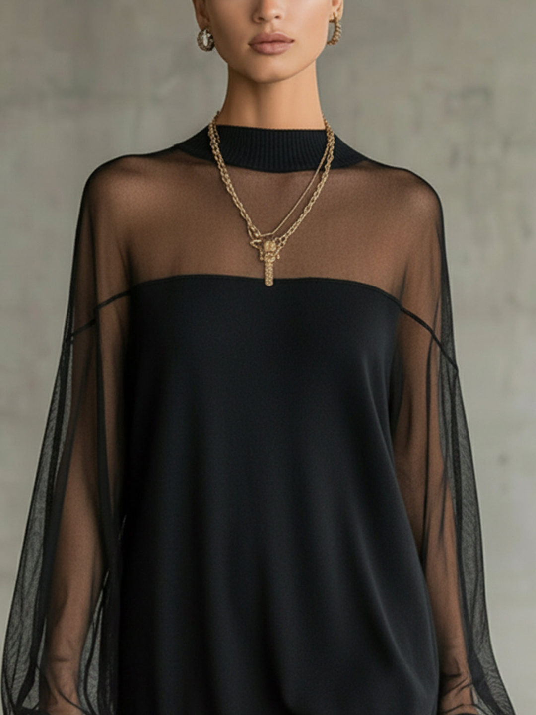 Muri | Sheer Mesh Sleeve Mini Dress