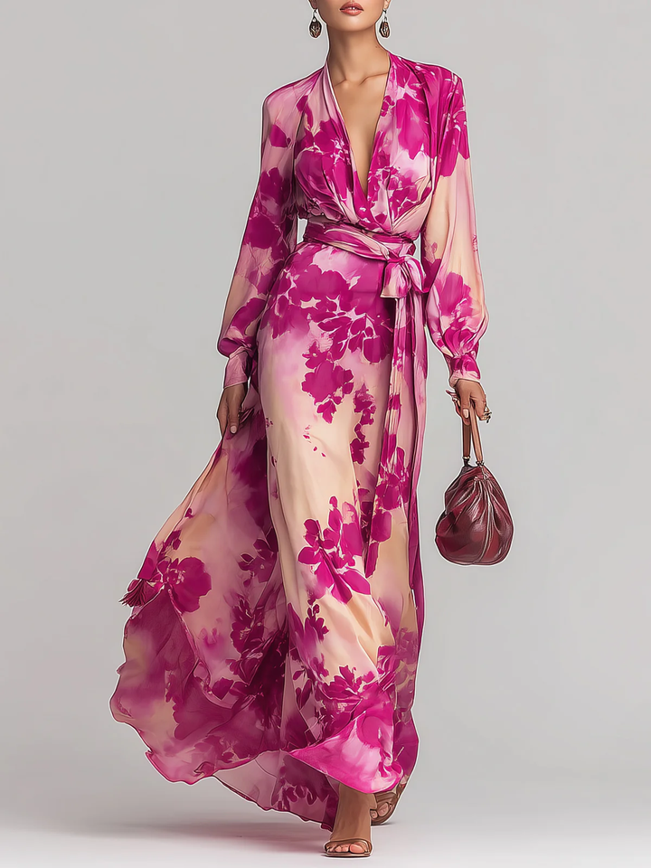 Pia | Printed Chiffon Maxi Dress