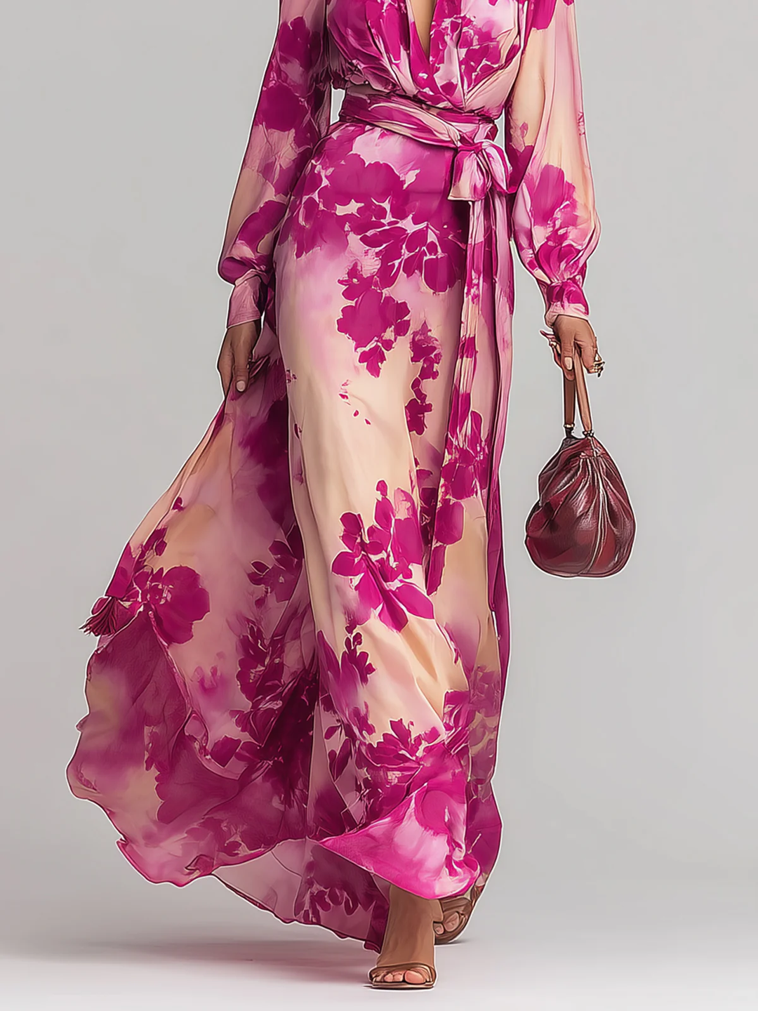Pia | Printed Chiffon Maxi Dress
