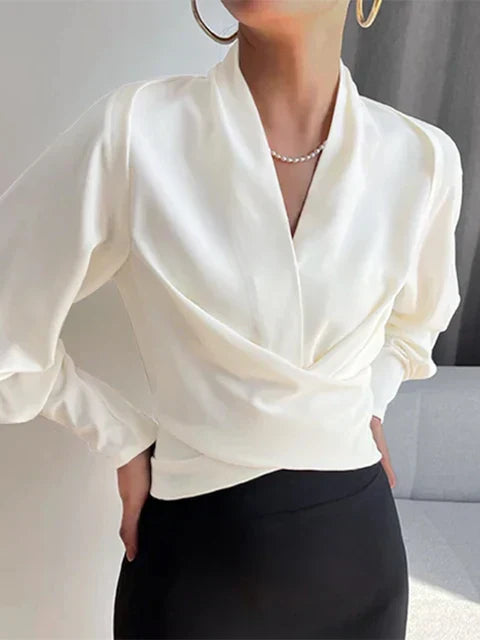 Elisea | Draped V Neck Blouse
