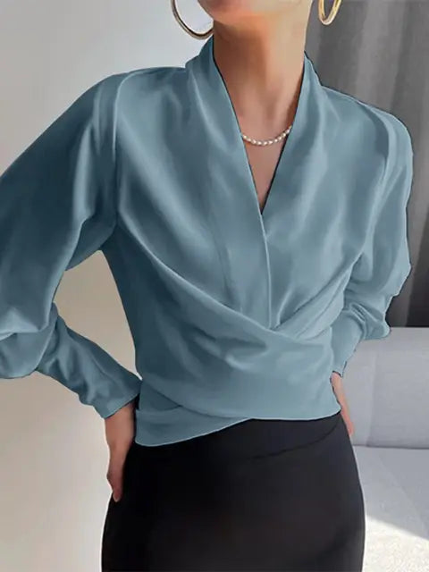 Elisea | Draped V Neck Blouse