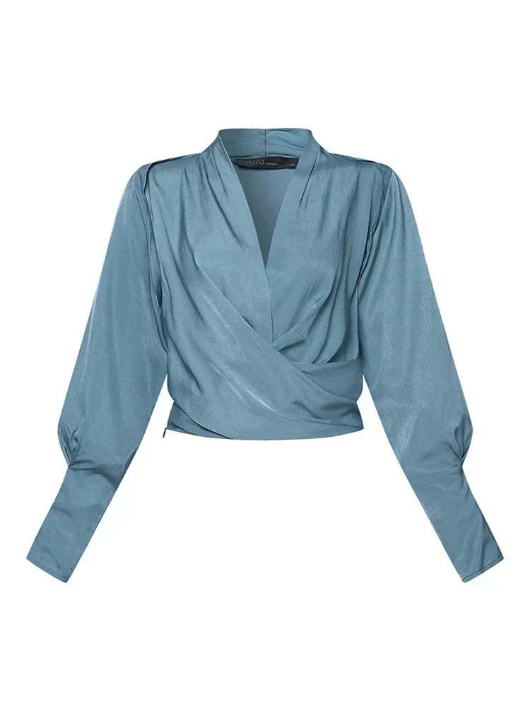 Elisea | Draped V Neck Blouse