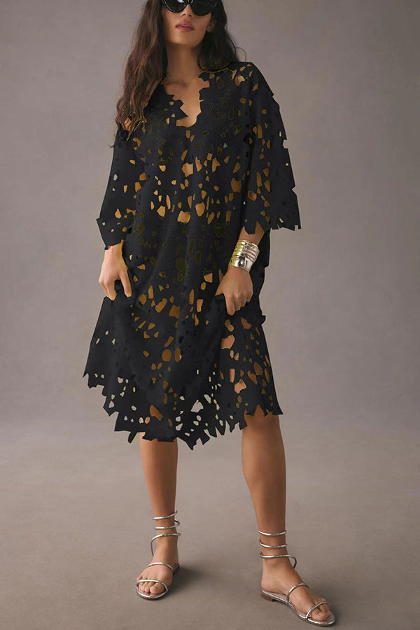 Solmira | Eyelet Lace Midi Dress