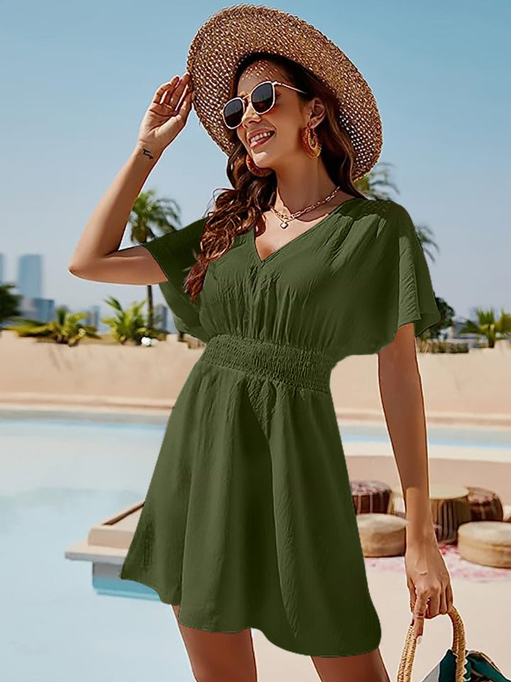 Élaris | Smocked V-Neck Mini Dress