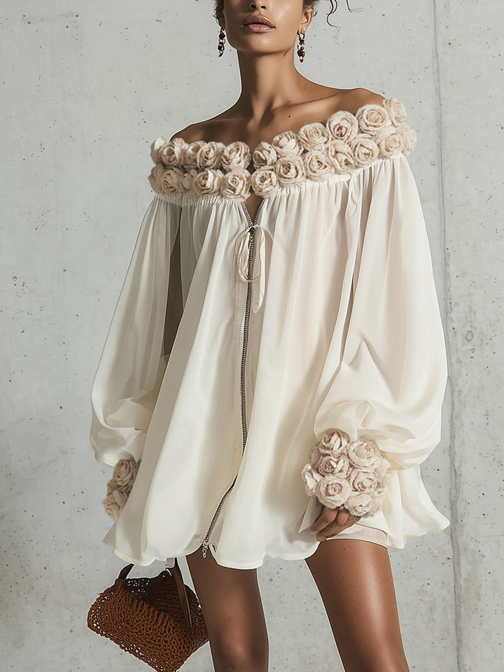 Auréva | Floral Off-Shoulder Chiffon Dress
