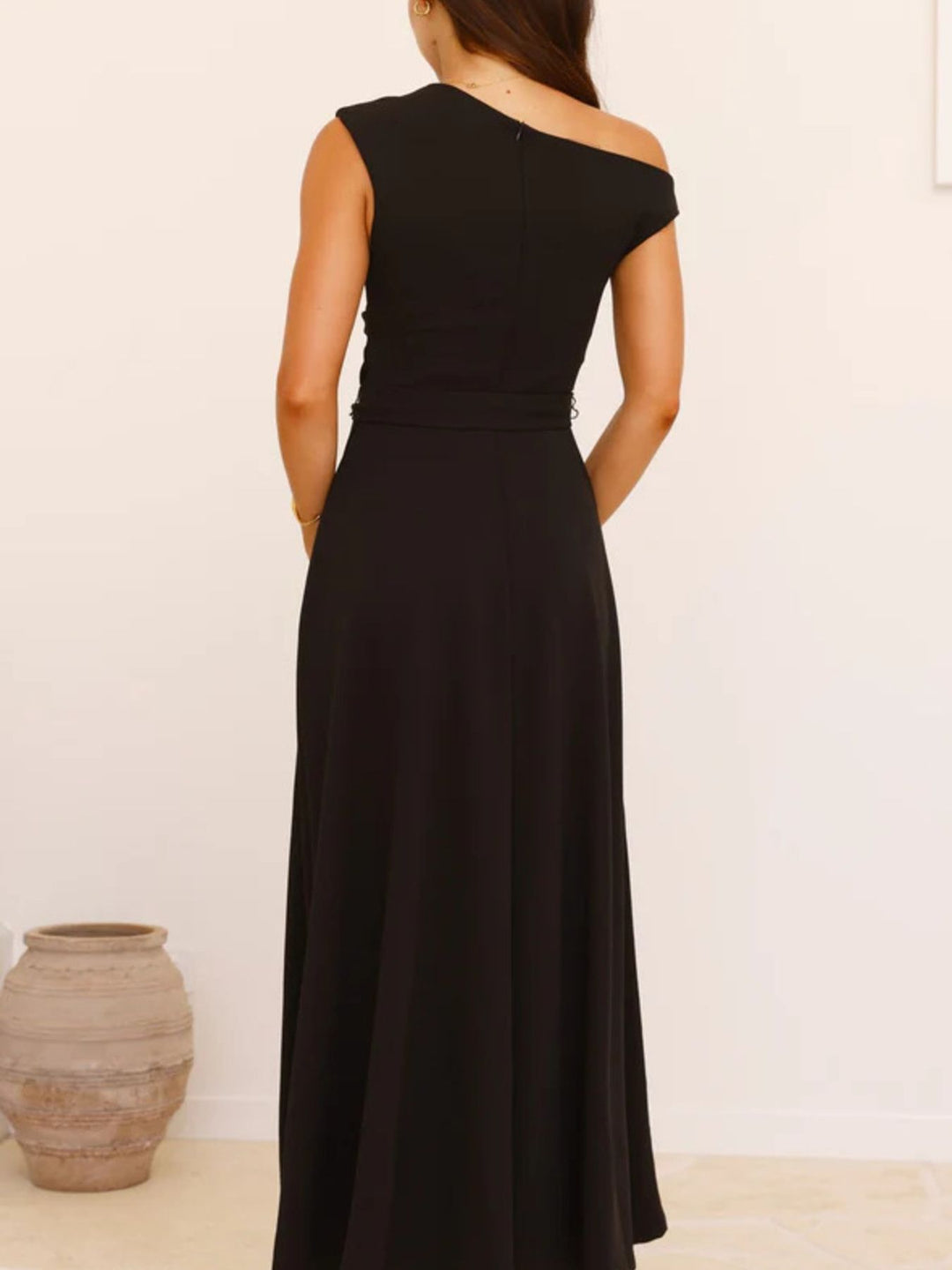 Isabella | One-Shoulder Tie Waist Maxi Dress