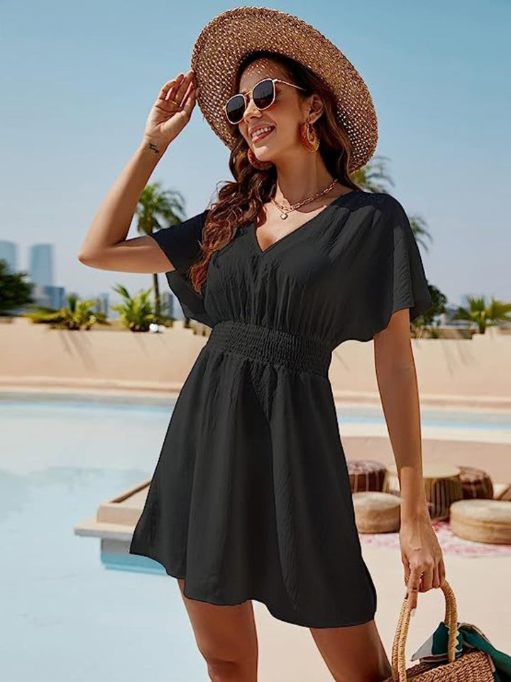 Élaris | Smocked V-Neck Mini Dress