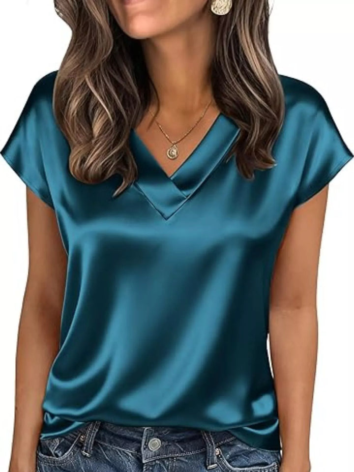 Nicole | Satin V-Neck Blouse