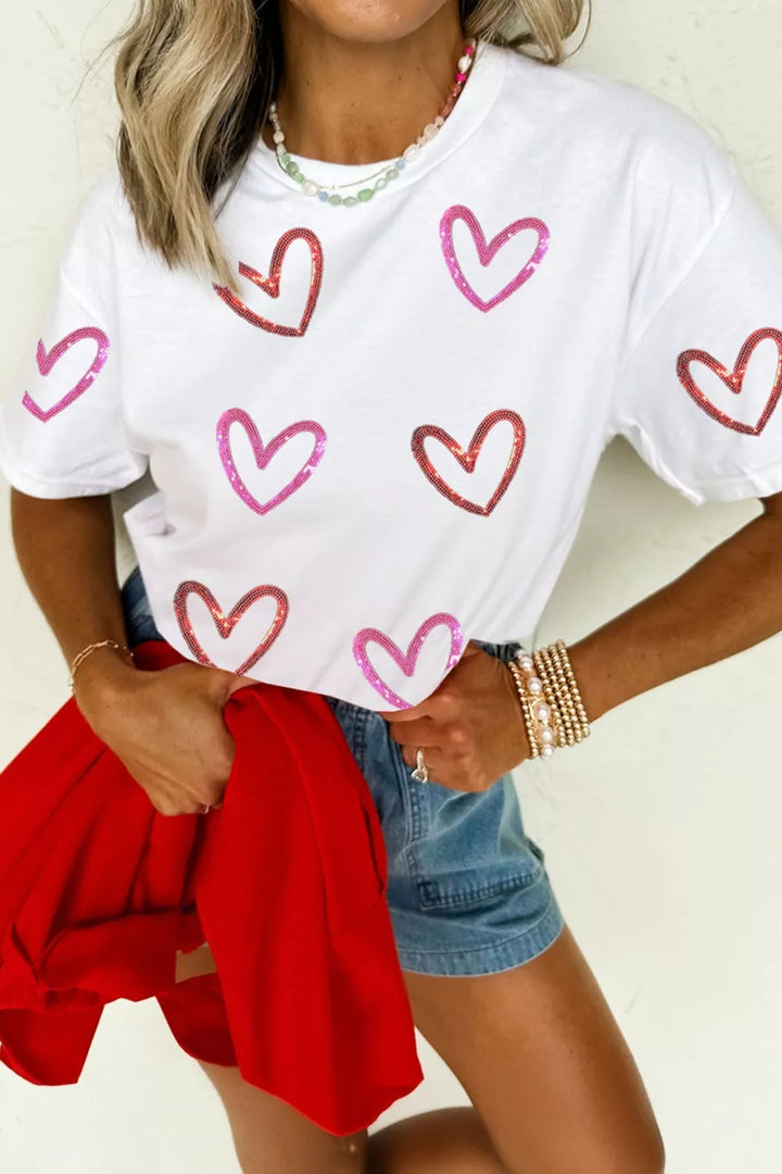 Hailey | Sequin Heart Tee