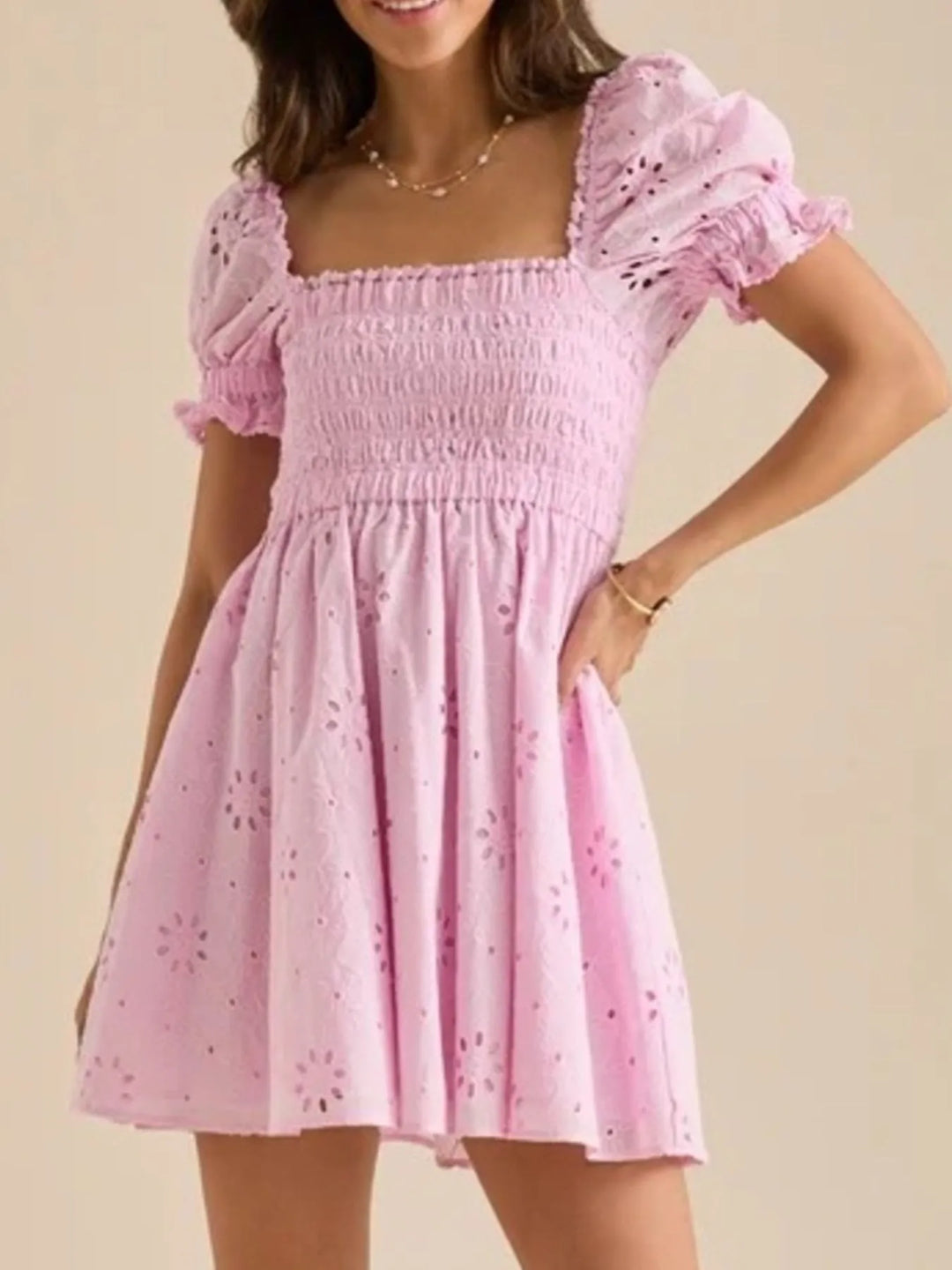 Lunéa | Eyelet Smocked Mini Dress