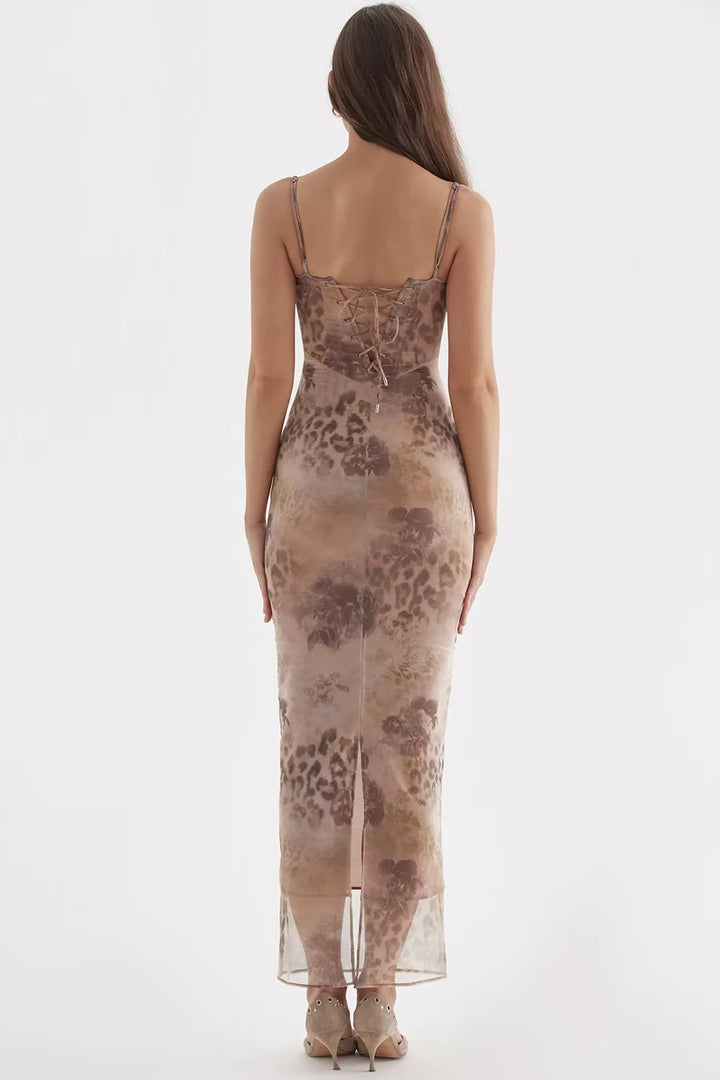 Esmay | Floral Mesh Maxi Dress