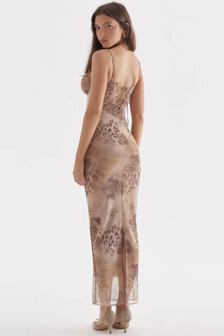 Esmay | Floral Mesh Maxi Dress
