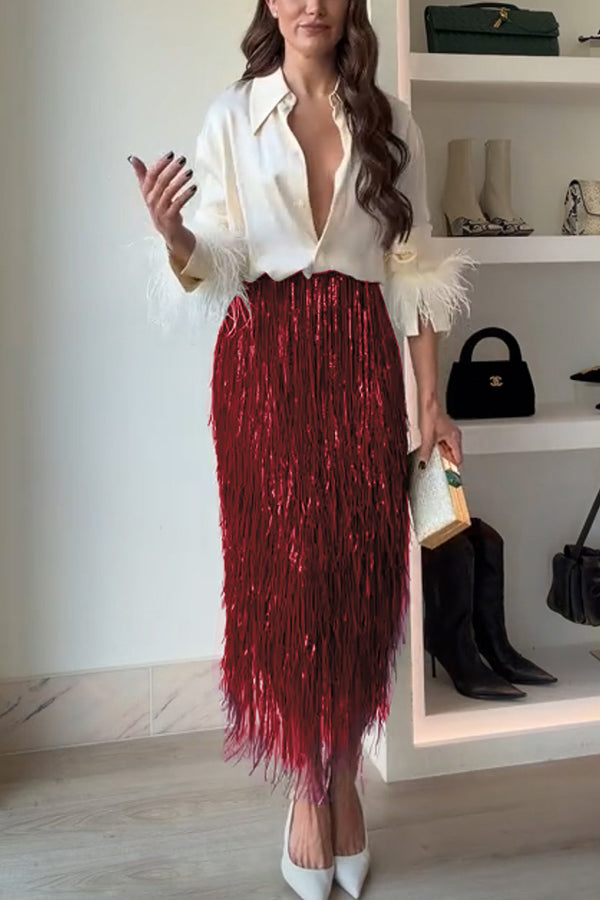 Valenne | Fringe Midi Skirt