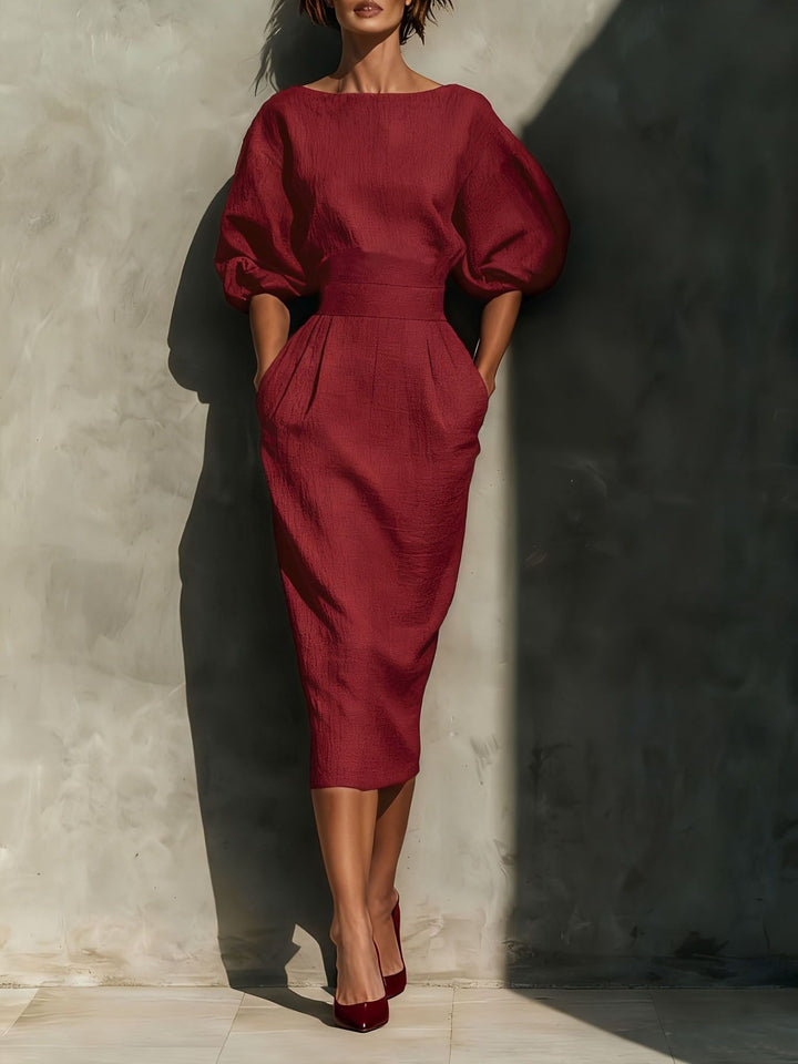 Nara | Puff Sleeve Midi Dress