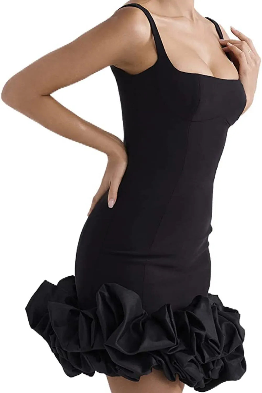 Rela | Ruched Square Neck Mini Dress