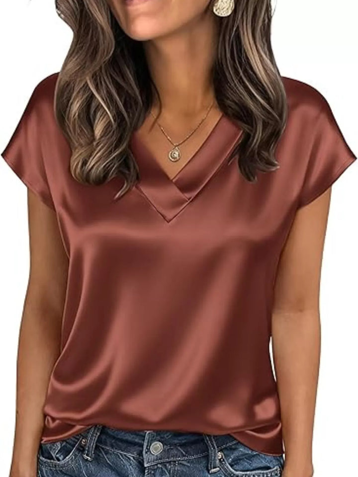 Nicole | Satin V-Neck Blouse