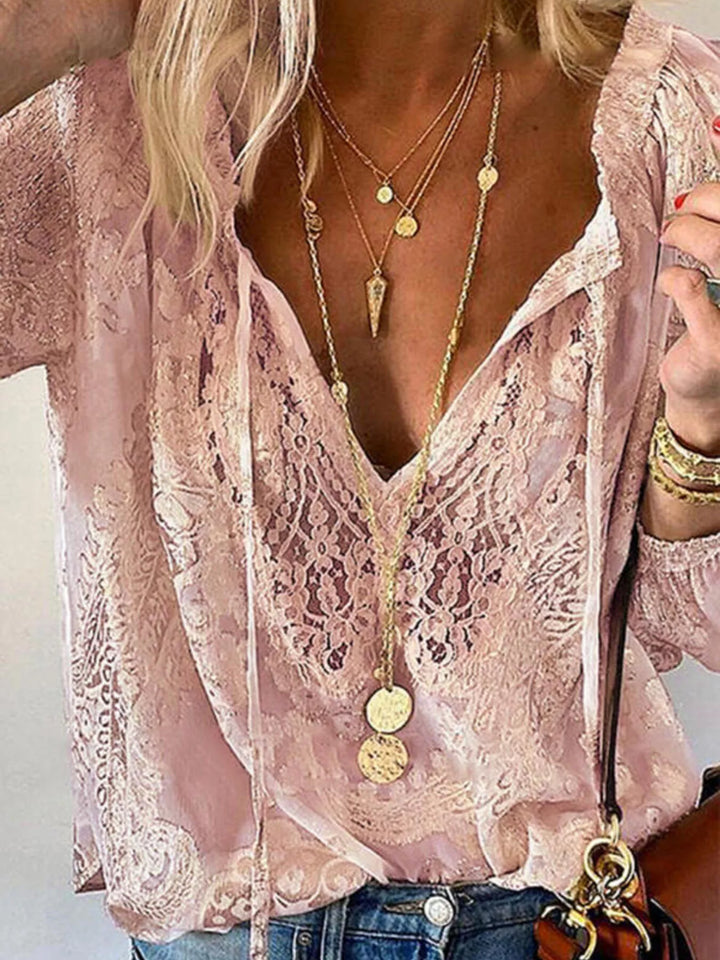 Danielle | Lace Tie-Neck Blouse