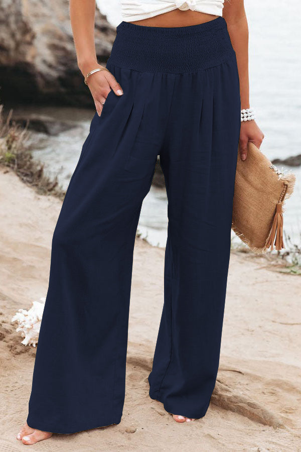 Seraya | Smocked Wide-Leg Pants