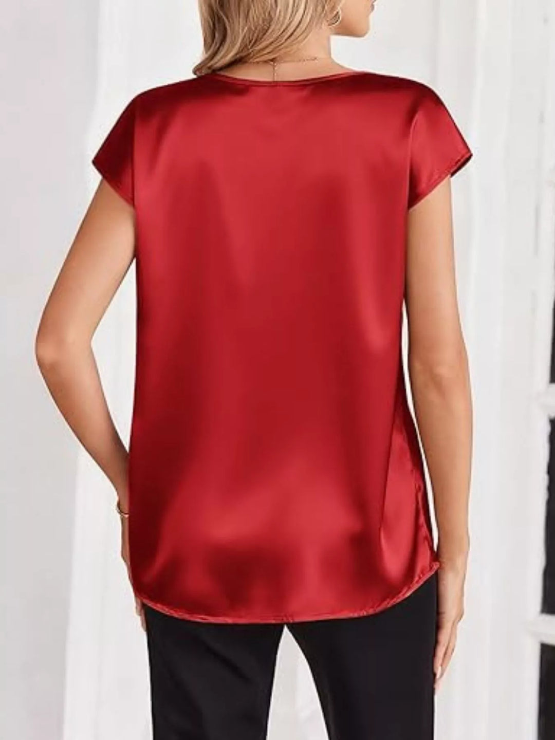 Nicole | Satin V-Neck Blouse