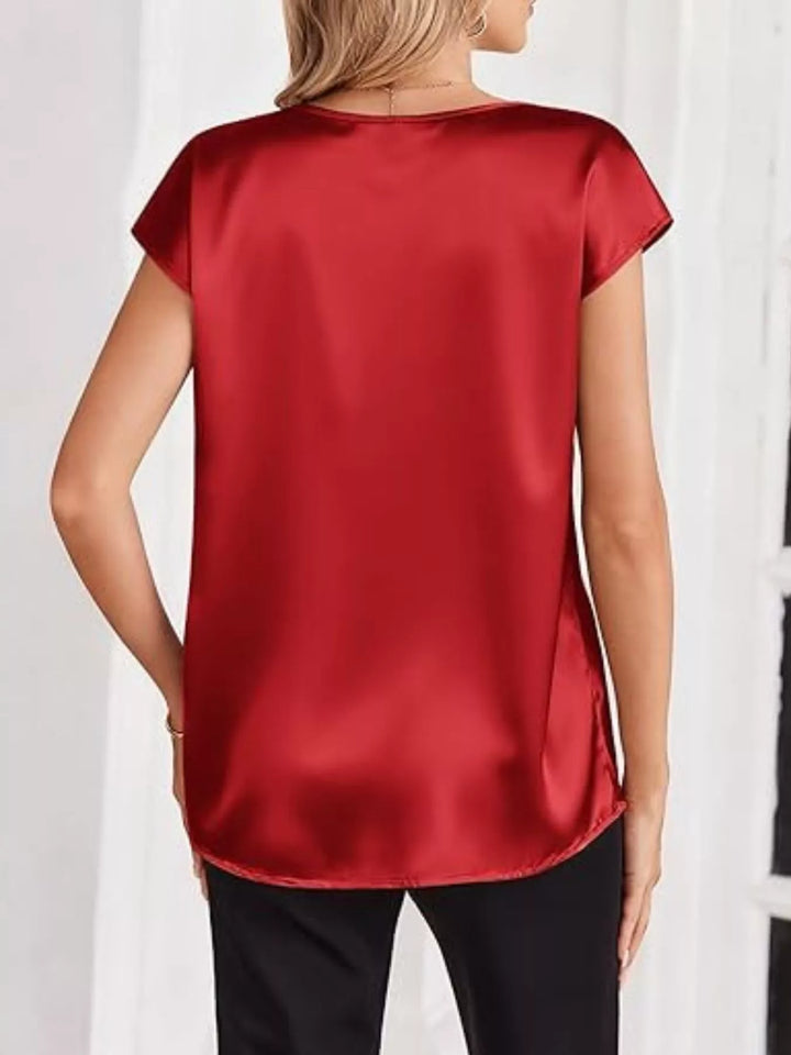 Nicole | Satin V-Neck Blouse