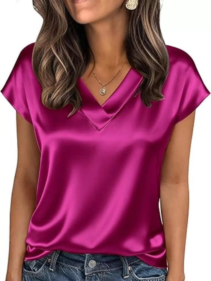 Nicole | Satin V-Neck Blouse
