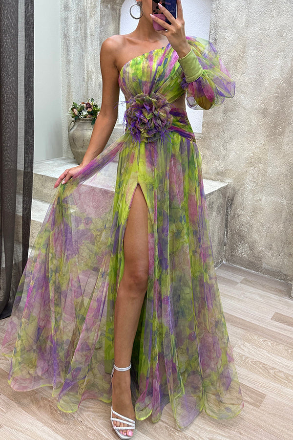 Zirelle | One-Shoulder Tulle Maxi Dress
