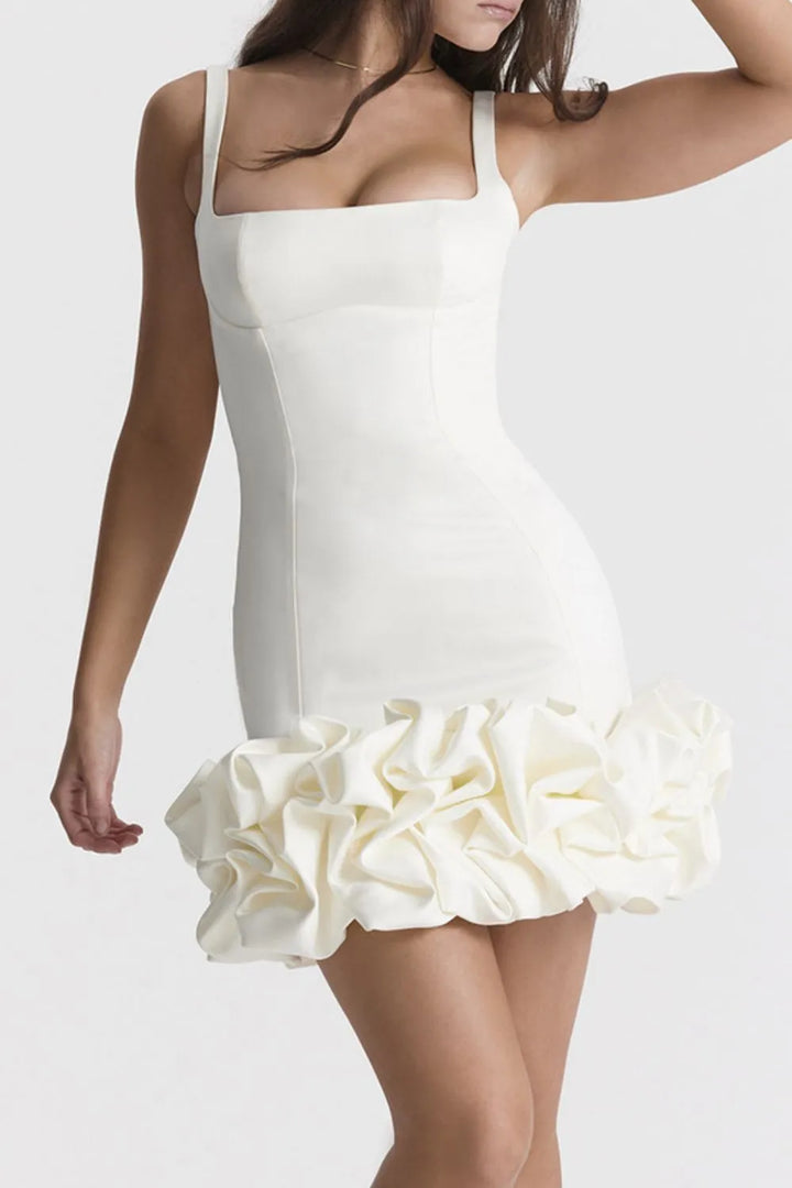Rela | Ruched Square Neck Mini Dress