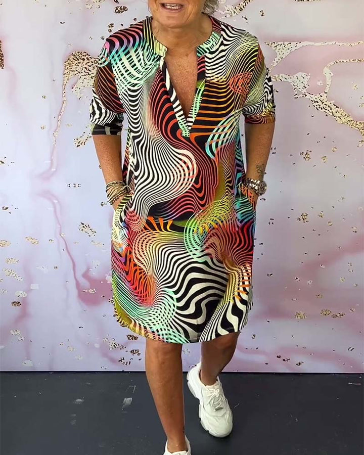 Niana | Printed V-Neck Dress