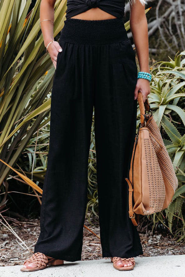 Seraya | Smocked Wide-Leg Pants