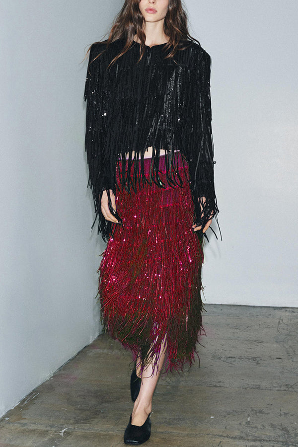 Valenne | Fringe Midi Skirt