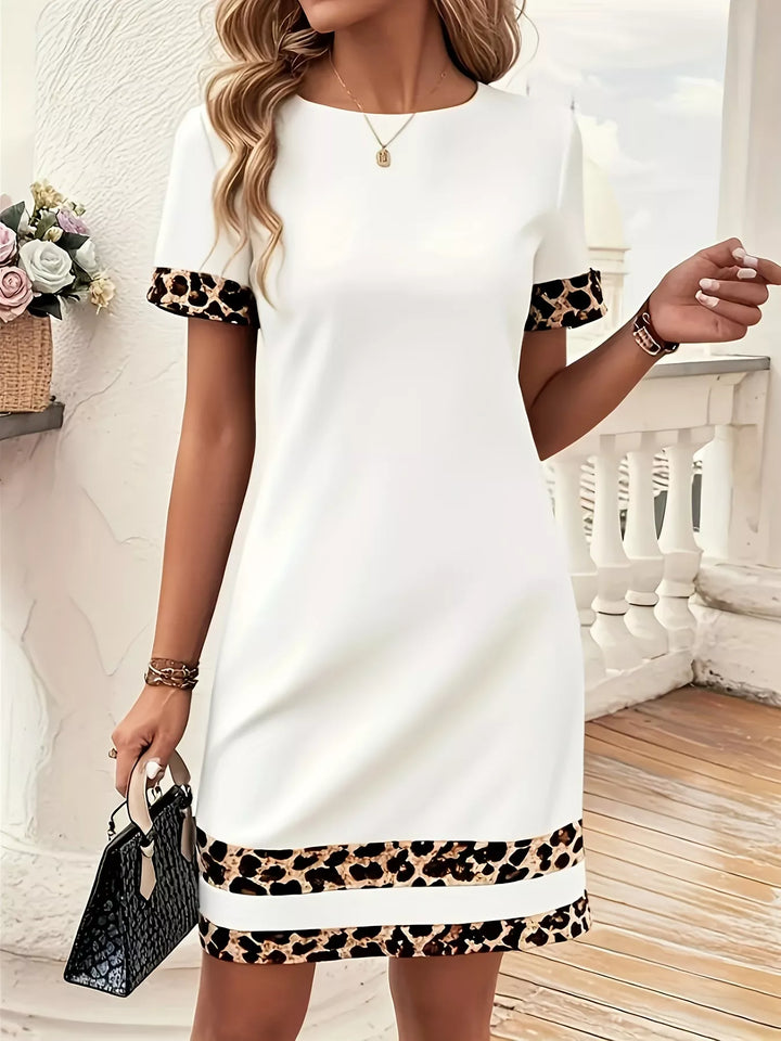 Nina | Leopard Trim Mini Dress