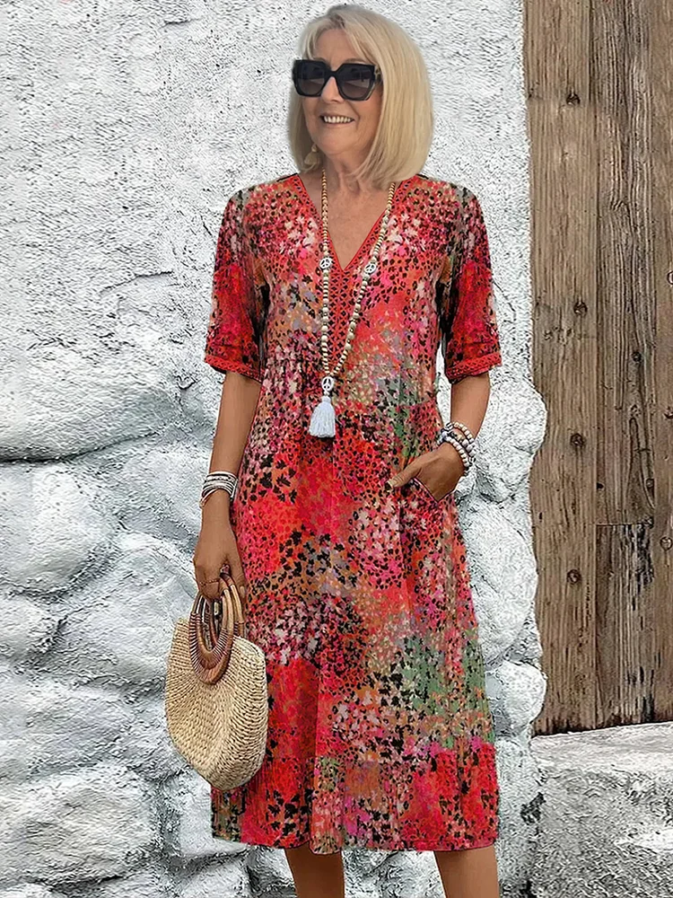 Elowra | Floral Midi Dress