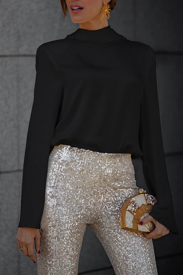 Velmira | Open Back Satin Blouse