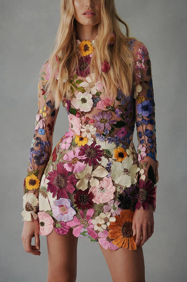 Floréa | Floral Appliqué Mini Dress