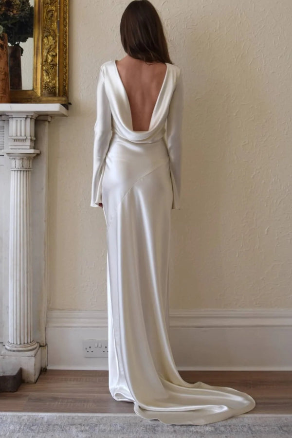 Aveline | Robe maxi sans dos en satin