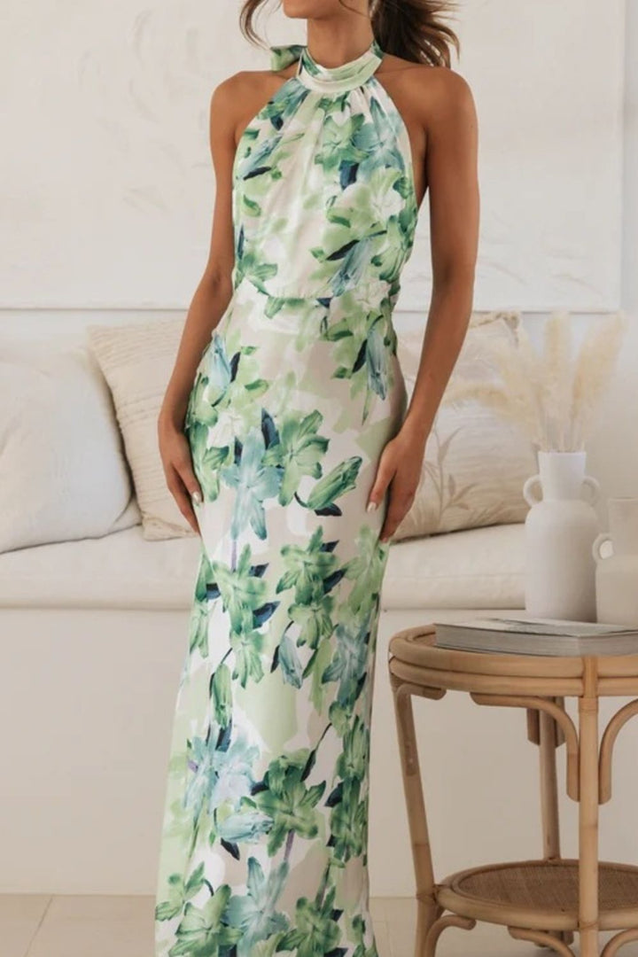 Liana | Floral Halter Maxi Dress
