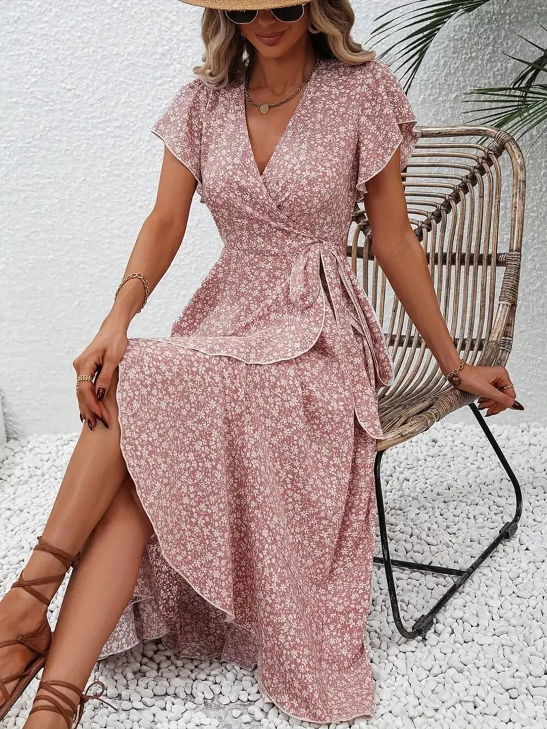 Ashley | Floral Wrap Midi Dress