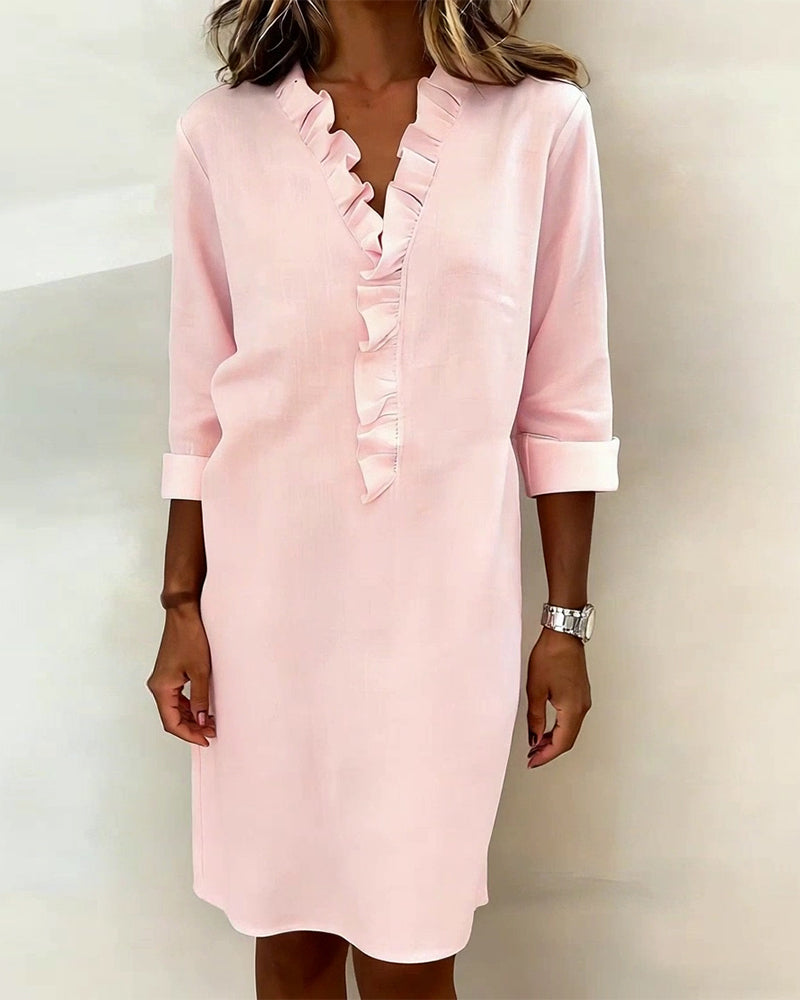 Aléa | Ruffled V-Neck Dress