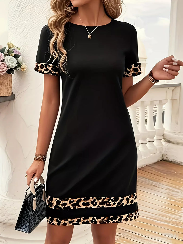 Nina | Leopard Trim Mini Dress
