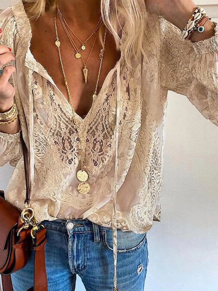 Danielle | Lace Tie-Neck Blouse