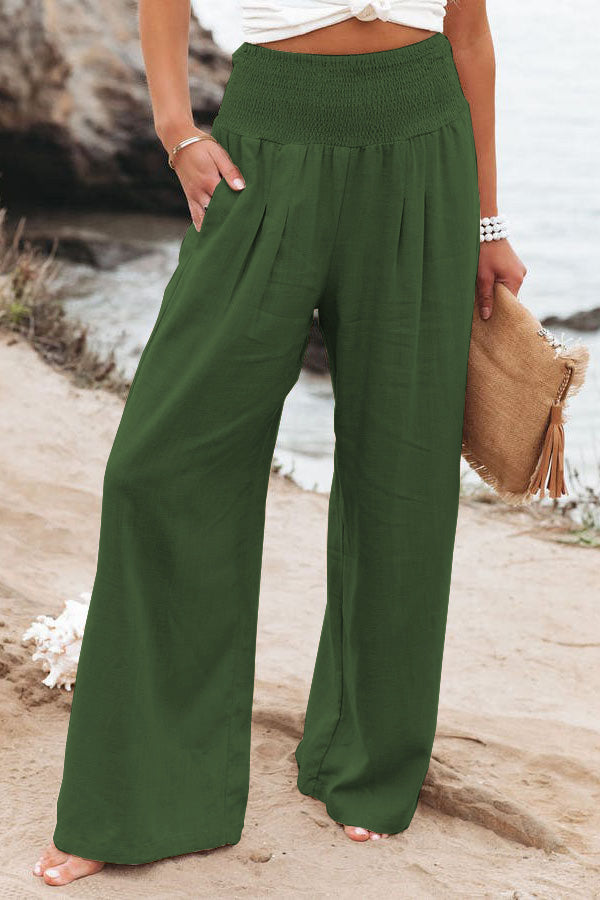 Seraya | Smocked Wide-Leg Pants