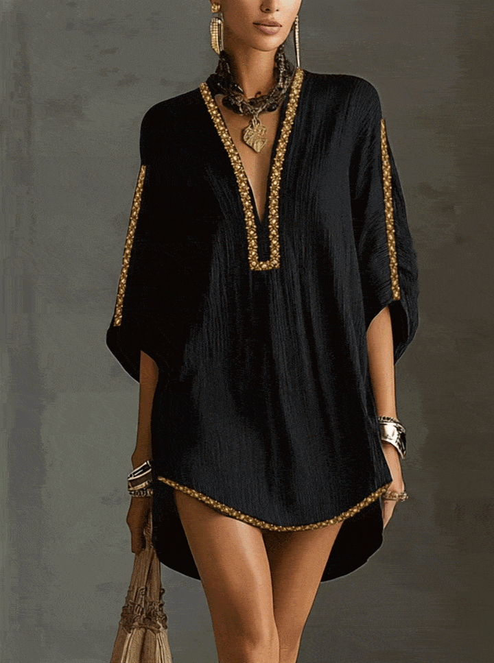 Zara | Embroidered Kaftan Mini Dress